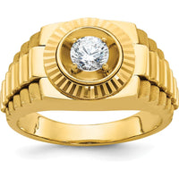 14K Yellow Gold Men's Polished Satin and Textured Ring Mounting by IBGoodman