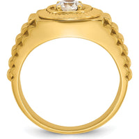 14K Yellow Gold Men's Polished Satin and Textured Ring Mounting by IBGoodman