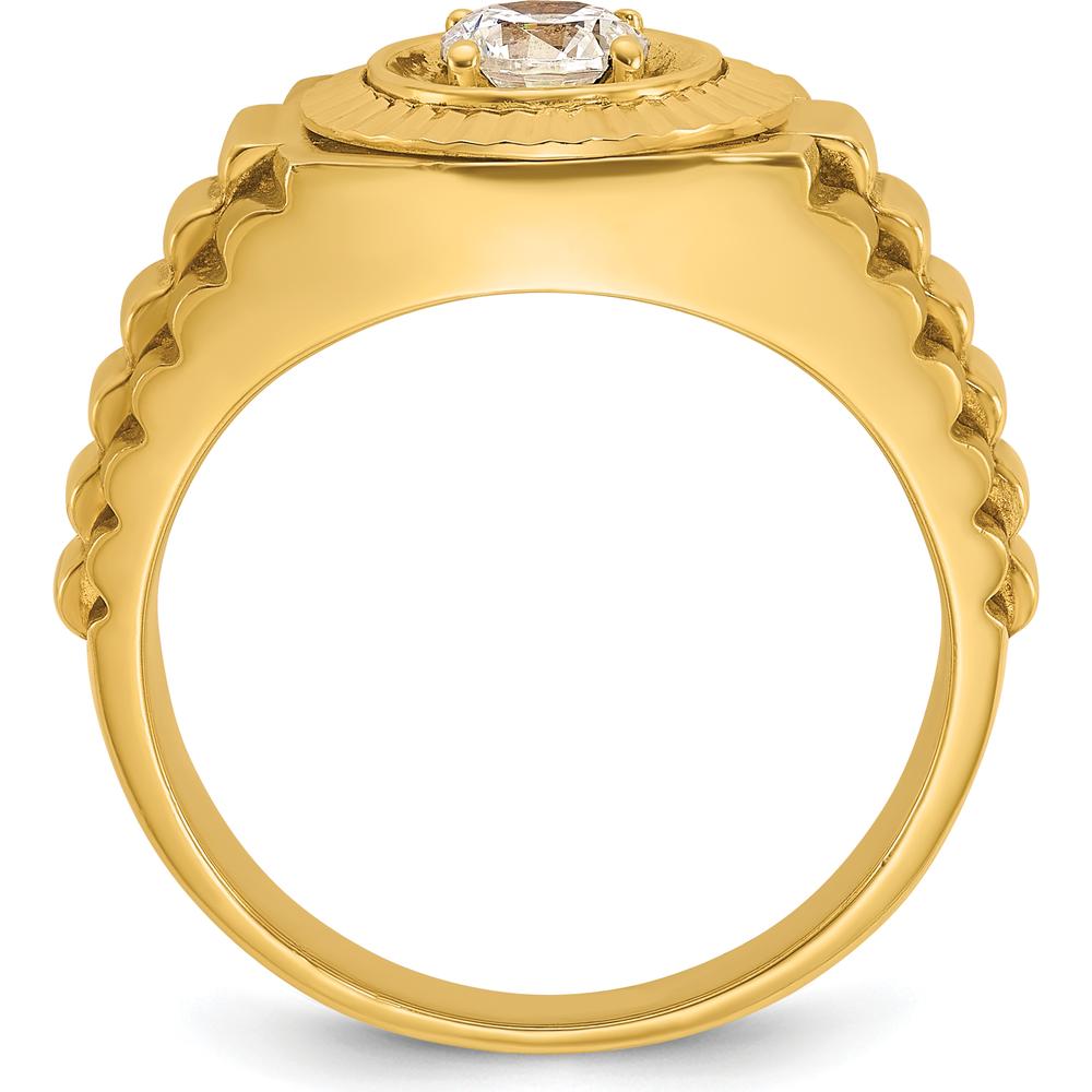 14K Yellow Gold Men's Polished Satin and Textured Ring Mounting by IBGoodman
