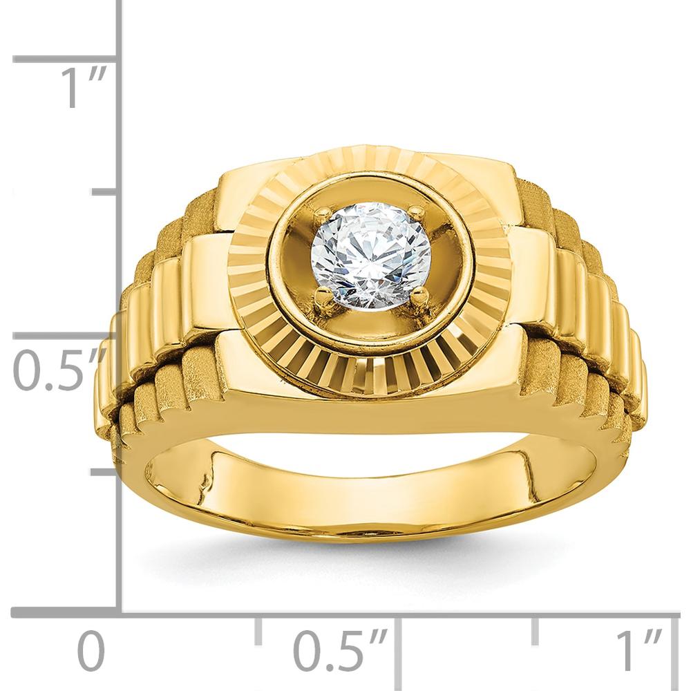 14K Yellow Gold Men's Polished Satin and Textured Ring Mounting by IBGoodman
