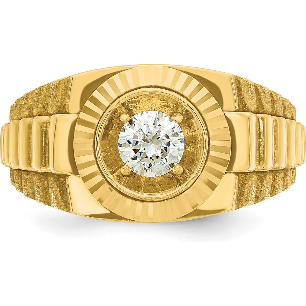 14K Yellow Gold Men's Polished Satin and Textured Ring Mounting by IBGoodman