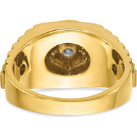 14K Yellow Gold Men's Polished Satin and Textured Ring Mounting by IBGoodman