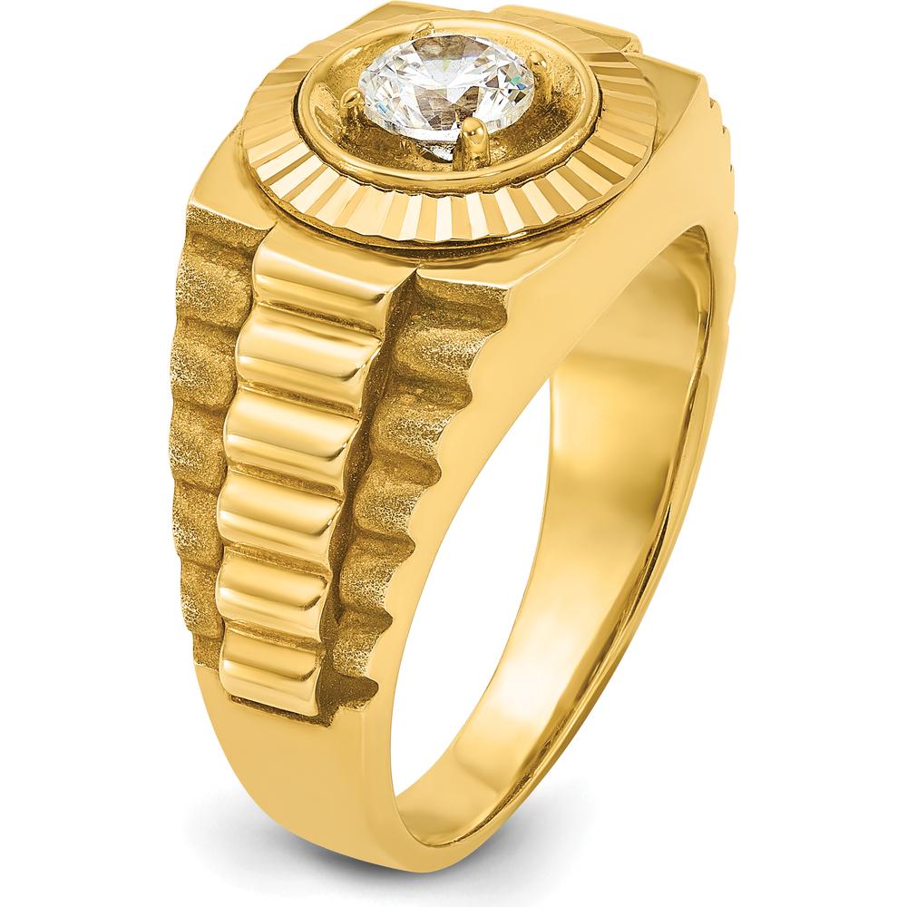 14K Yellow Gold Men's Polished Satin and Textured Ring Mounting by IBGoodman