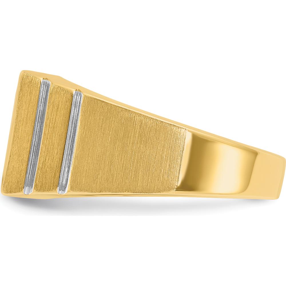 14K Yellow Gold Men's Polished Satin Diamond Band with Grooved Detail - 1/3 Carat AA Quality Diamonds by IBGoodman
