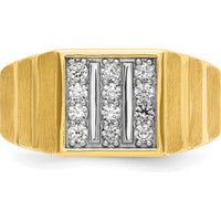 14K Yellow Gold Men's Polished Satin Diamond Band with Grooved Detail - 1/3 Carat AA Quality Diamonds by IBGoodman