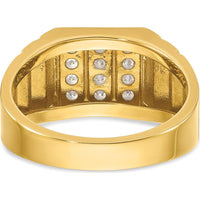 14K Yellow Gold Men's Polished Satin Diamond Band with Grooved Detail - 1/3 Carat AA Quality Diamonds by IBGoodman