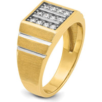 14K Yellow Gold Men's Polished Satin Diamond Band with Grooved Detail - 1/3 Carat AA Quality Diamonds by IBGoodman