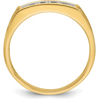 14K Yellow Gold Men's Polished Satin Grooved 2-Row Diamond Ring - 5/8 Carats Total Diamond Weight by IBGoodman