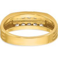 14K Yellow Gold Men's Polished Satin Grooved 2-Row Diamond Ring - 5/8 Carats Total Diamond Weight by IBGoodman