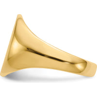 14K Yellow Gold Men's Polished Satin Signet Ring - Engravable, 16mm Top Length by 0