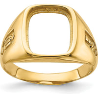 14K Yellow Gold Men's Polished Textured Masonic Ring Mounting by IBGoodman