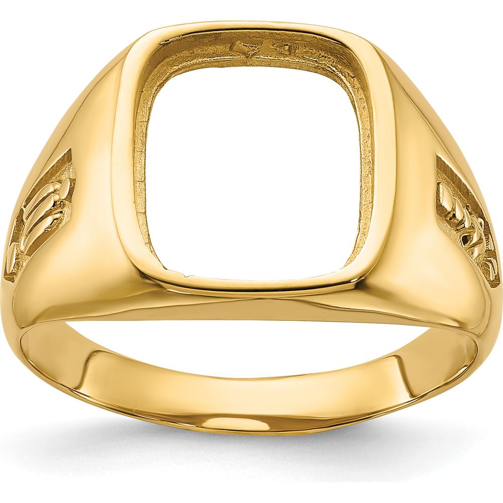 14K Yellow Gold Men's Polished Textured Masonic Ring Mounting by IBGoodman