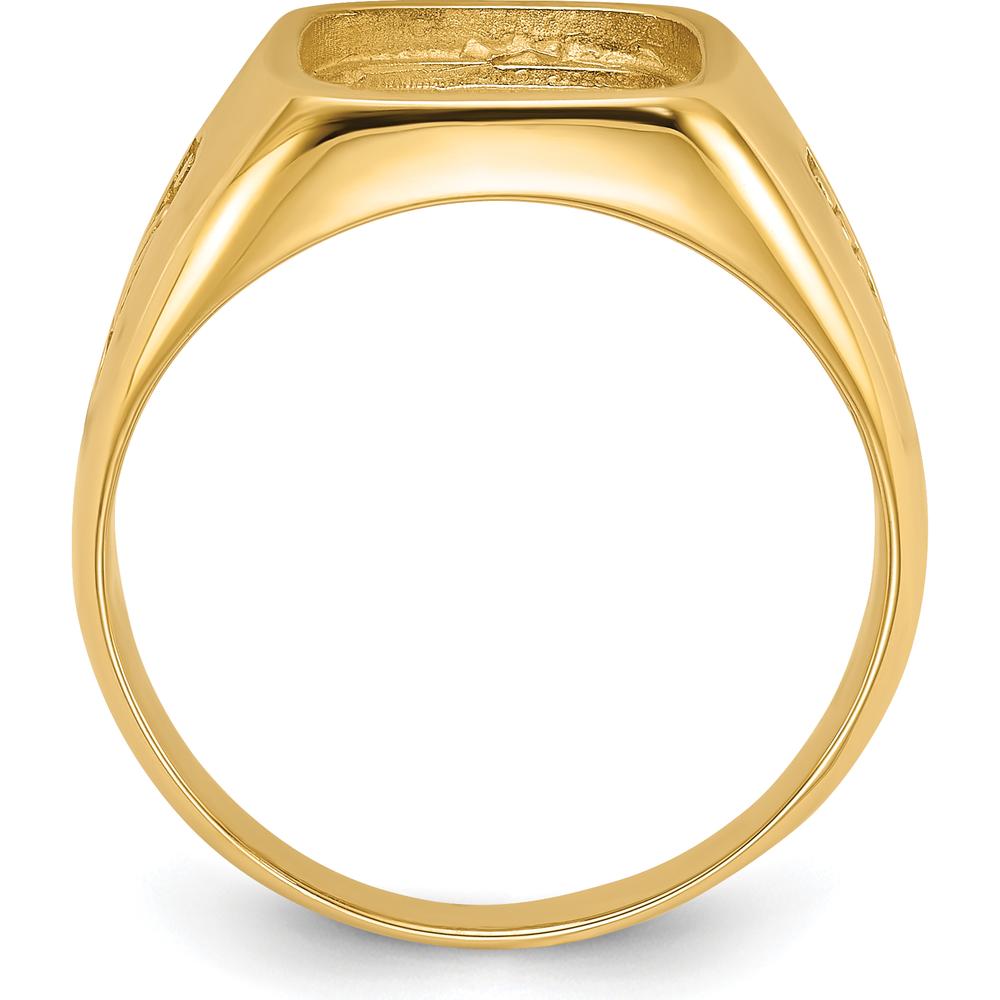 14K Yellow Gold Men's Polished Textured Masonic Ring Mounting by IBGoodman