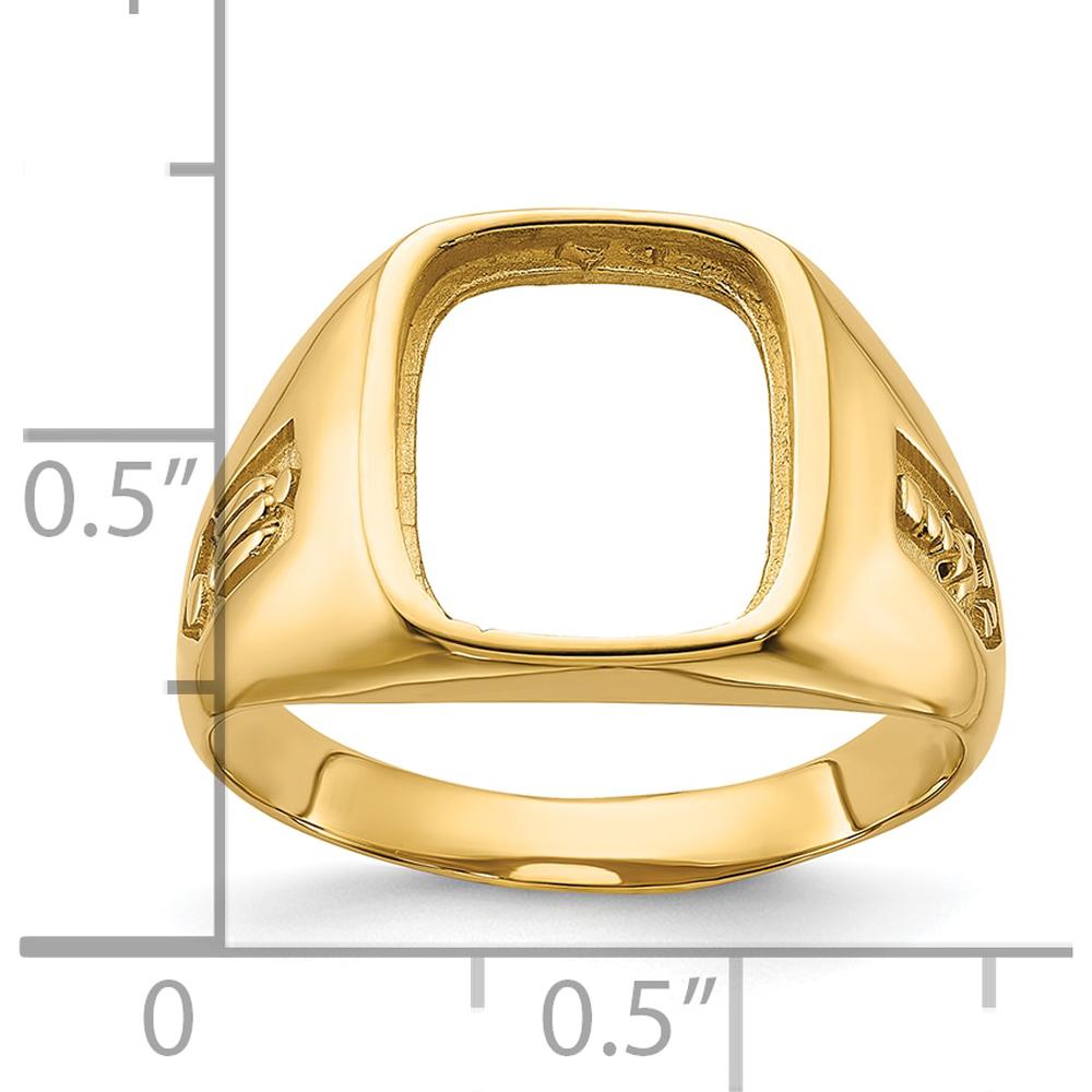 14K Yellow Gold Men's Polished Textured Masonic Ring Mounting by IBGoodman