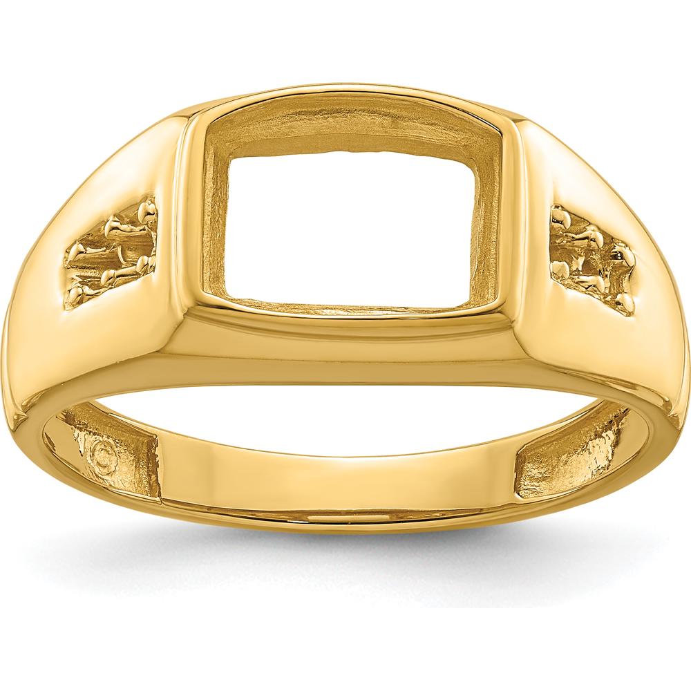 14K Yellow Gold Men's Rectangular Onyx Ring Mounting with Polished Finish by Monteluci Fine Jewelry