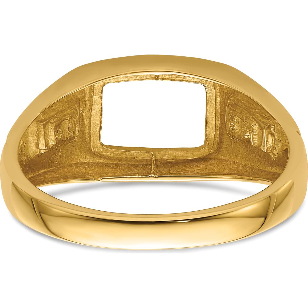 14K Yellow Gold Men's Rectangular Onyx Ring Mounting with Polished Finish by Monteluci Fine Jewelry