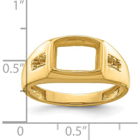 14K Yellow Gold Men's Rectangular Onyx Ring Mounting with Polished Finish by Monteluci Fine Jewelry