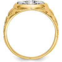 14K Yellow Gold Men's Ridged Band Ring Mounting with 7 Round Stone Settings - 3.25mm Stones by IBGoodman