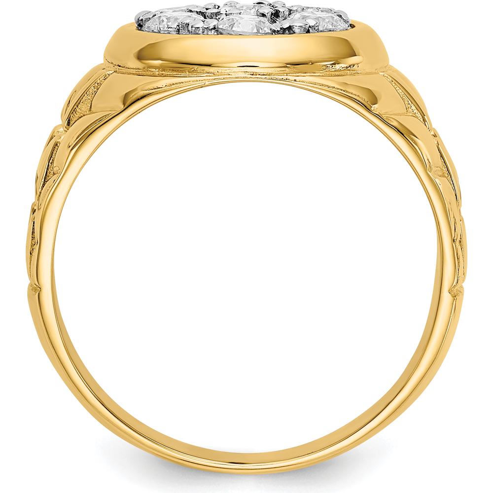 14K Yellow Gold Men's Ridged Band Ring Mounting with 7 Round Stone Settings - 3.25mm Stones by IBGoodman