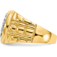 14K Yellow Gold Men's Ridged Band Ring Mounting with 7 Round Stone Settings - 3.25mm Stones by IBGoodman