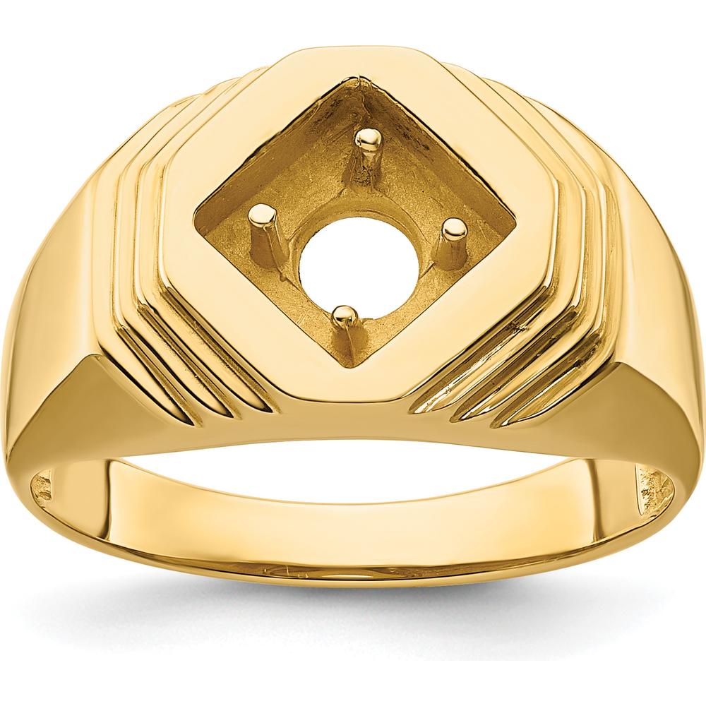 14K Yellow Gold Men's Ring Mounting for 1/2 Carat Round Stone - Polished Finish by 0