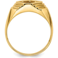 14K Yellow Gold Men's Ring Mounting for 1/2 Carat Round Stone - Polished Finish by 0