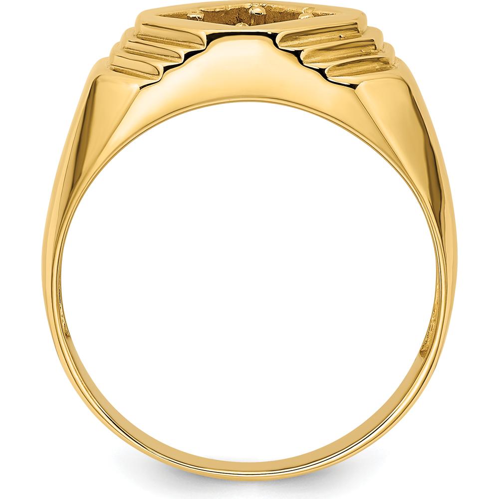 14K Yellow Gold Men's Ring Mounting for 1/2 Carat Round Stone - Polished Finish by 0