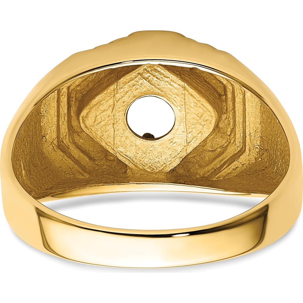 14K Yellow Gold Men's Ring Mounting for 1/2 Carat Round Stone - Polished Finish by 0