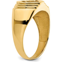 14K Yellow Gold Men's Ring Mounting for 1/2 Carat Round Stone - Polished Finish by 0