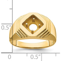 14K Yellow Gold Men's Ring Mounting for 1/2 Carat Round Stone - Polished Finish by 0
