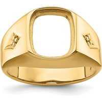 14K Yellow Gold Men's Ring Mounting with Polished Finish - Customizable with Diamond or Onyx Stone by Monteluci Fine Jewelry