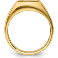 14K Yellow Gold Men's Ring Mounting with Polished Finish - Customizable with Diamond or Onyx Stone by Monteluci Fine Jewelry
