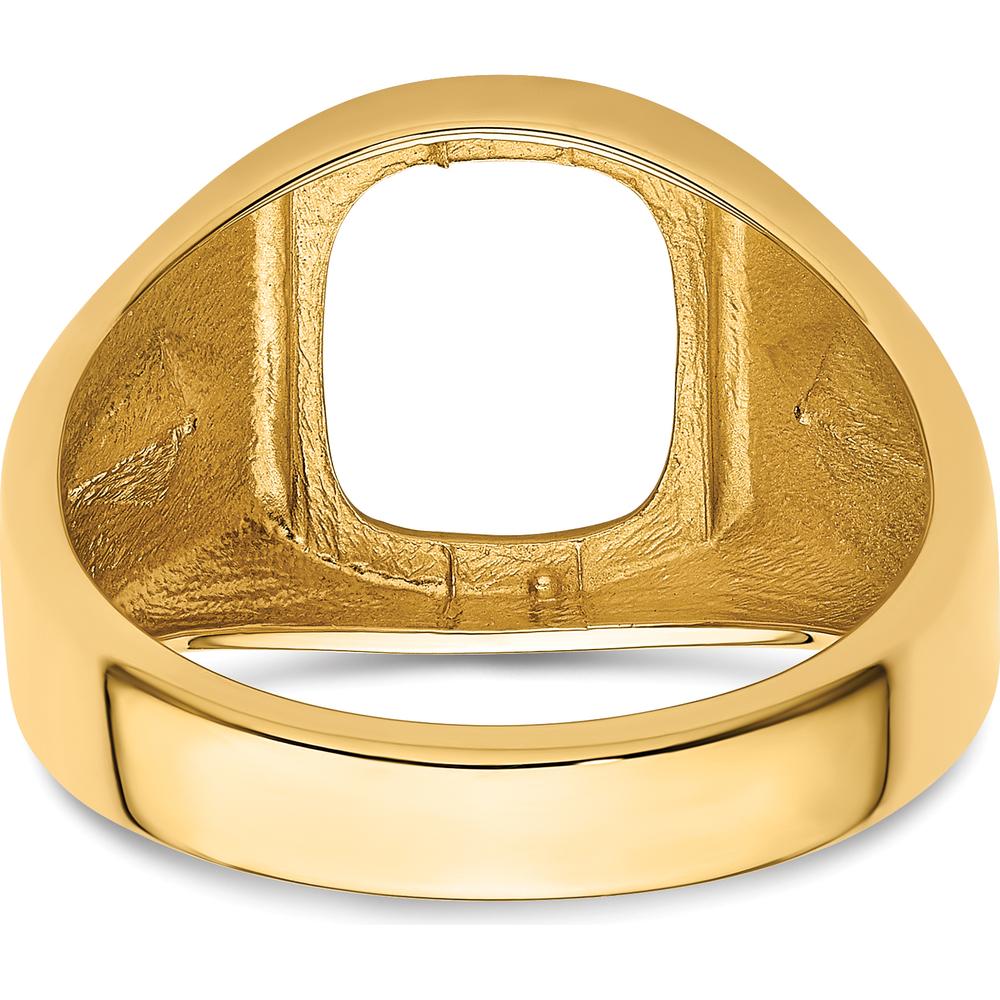 14K Yellow Gold Men's Ring Mounting with Polished Finish - Customizable with Diamond or Onyx Stone by Monteluci Fine Jewelry