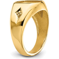 14K Yellow Gold Men's Ring Mounting with Polished Finish - Customizable with Diamond or Onyx Stone by Monteluci Fine Jewelry