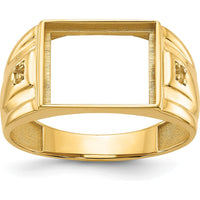 14K Yellow Gold Men's Ring Mounting with Rectangular Bezel for Custom Onyx Stone - 12x10mm by Monteluci Fine Jewelry