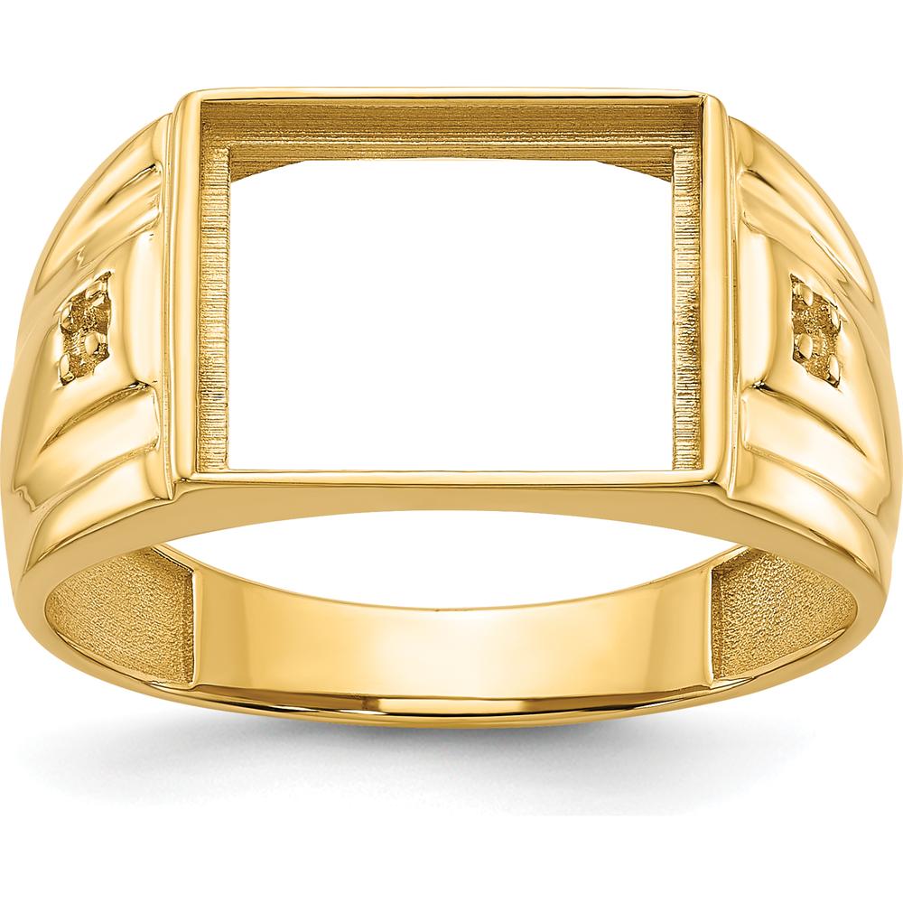 14K Yellow Gold Men's Ring Mounting with Rectangular Bezel for Custom Onyx Stone - 12x10mm by Monteluci Fine Jewelry