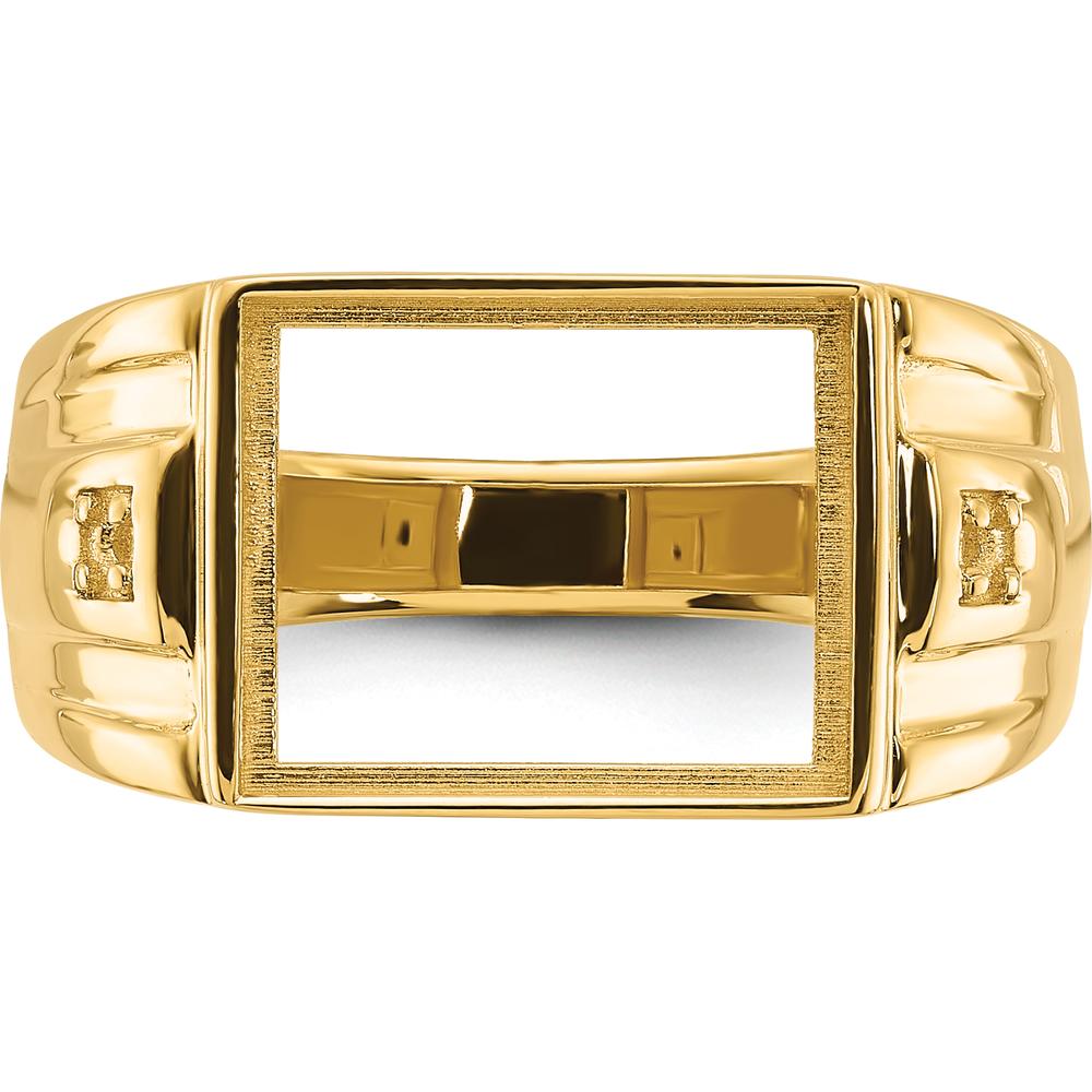 14K Yellow Gold Men's Ring Mounting with Rectangular Bezel for Custom Onyx Stone - 12x10mm by Monteluci Fine Jewelry