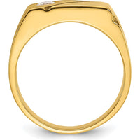 14K Yellow Gold Men's Ring with 0.25 Carat Round Diamond and Black Rhodium Accents by IBGoodman