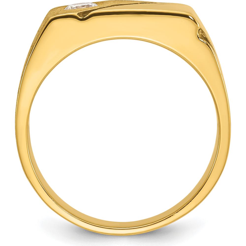 14K Yellow Gold Men's Ring with 0.25 Carat Round Diamond and Black Rhodium Accents by IBGoodman