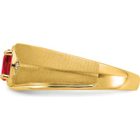 14K Yellow Gold Men's Ring with 0.5 Carat Oval Ruby and Round Diamonds by 0