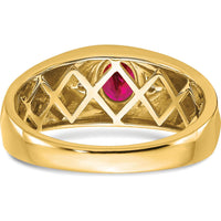 14K Yellow Gold Men's Ring with 0.5 Carat Oval Ruby and Round Diamonds by 0