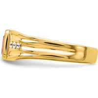 14K Yellow Gold Men's Ring with 1 Carat Heated Ruby and Round Diamonds - 0.04 Carat Total Diamond Weight by 0