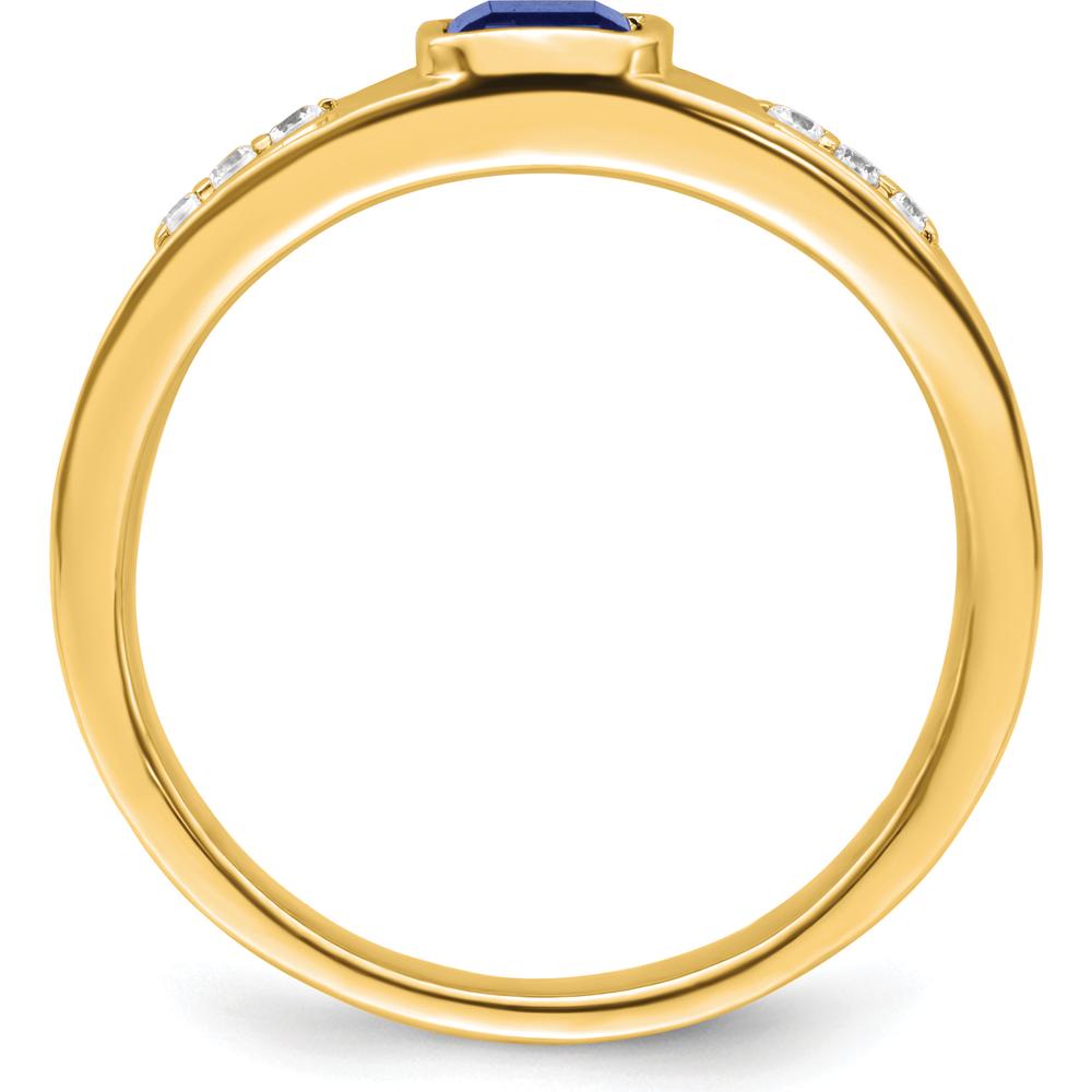14K Yellow Gold Men's Ring with 1 Carat Lab Created Sapphire and Diamond Accents by 0