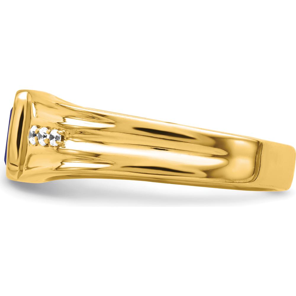14K Yellow Gold Men's Ring with 1 Carat Lab Created Sapphire and Diamond Accents by 0
