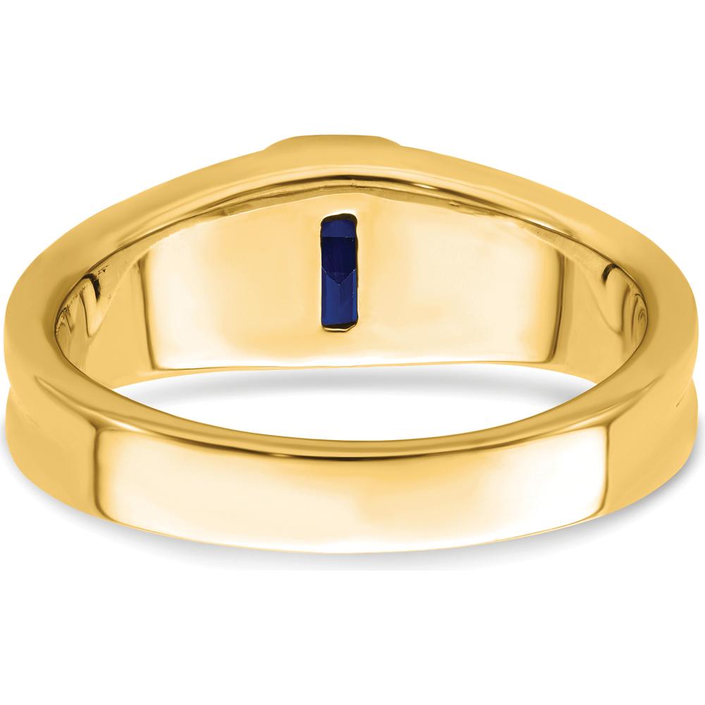 14K Yellow Gold Men's Ring with 1 Carat Lab Created Sapphire and Diamond Accents by 0