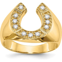 14K Yellow Gold Men's Ring with 11 Round Prong Set Diamonds - 0.02 Carat Total Diamond Weight by Monteluci Fine Jewelry