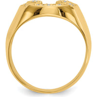14K Yellow Gold Men's Ring with 11 Round Prong Set Diamonds - 0.02 Carat Total Diamond Weight by Monteluci Fine Jewelry