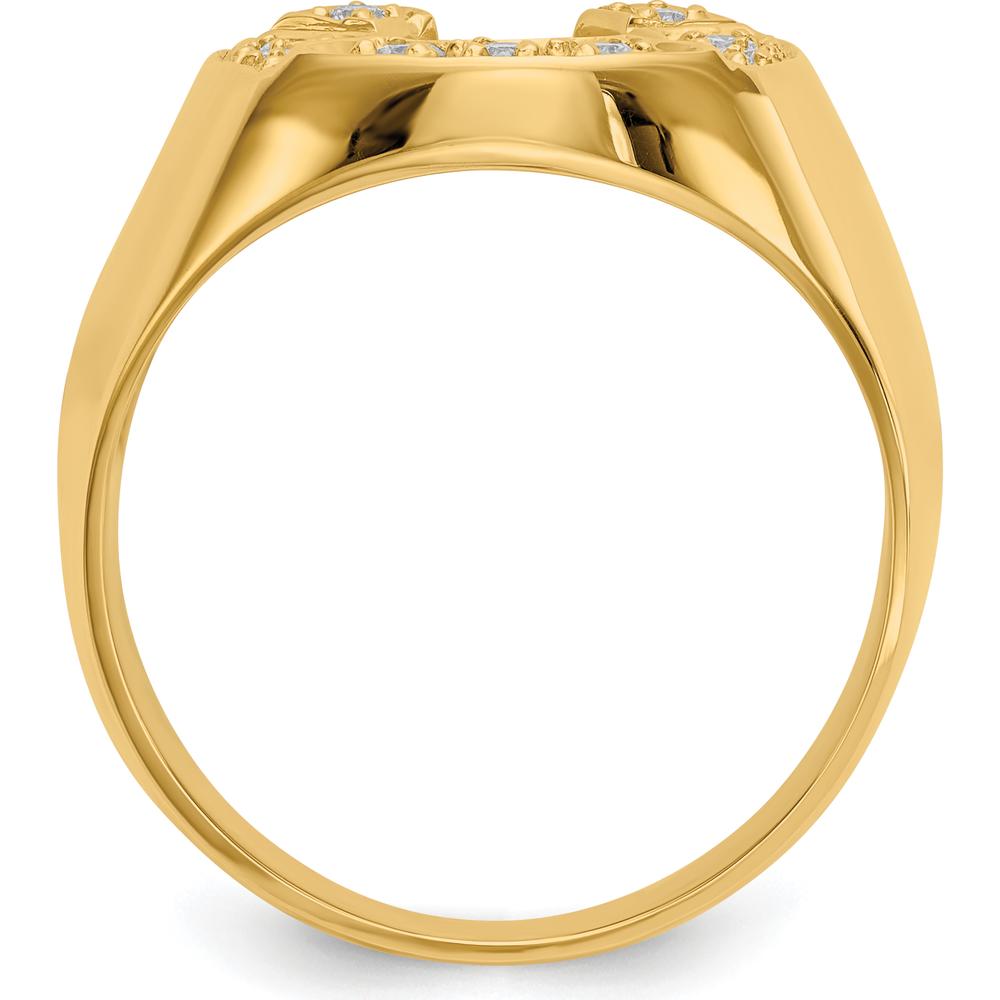 14K Yellow Gold Men's Ring with 11 Round Prong Set Diamonds - 0.02 Carat Total Diamond Weight by Monteluci Fine Jewelry