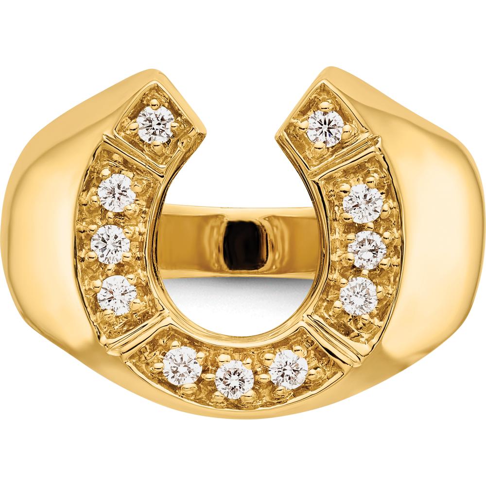 14K Yellow Gold Men's Ring with 11 Round Prong Set Diamonds - 0.02 Carat Total Diamond Weight by Monteluci Fine Jewelry