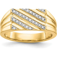 14K Yellow Gold Men's Ring with 22 Round Diamonds - 0.24 Carat Total Diamond Weight by 0